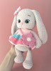 Rankų darbo nerta zuikutė su aksesuarais "Mia" (33cm)